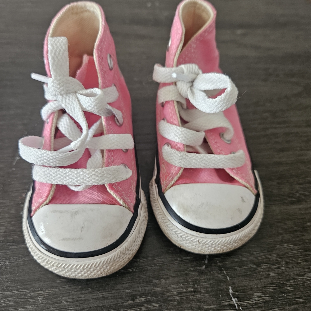 Converse Pink and White High-Top Sneakers